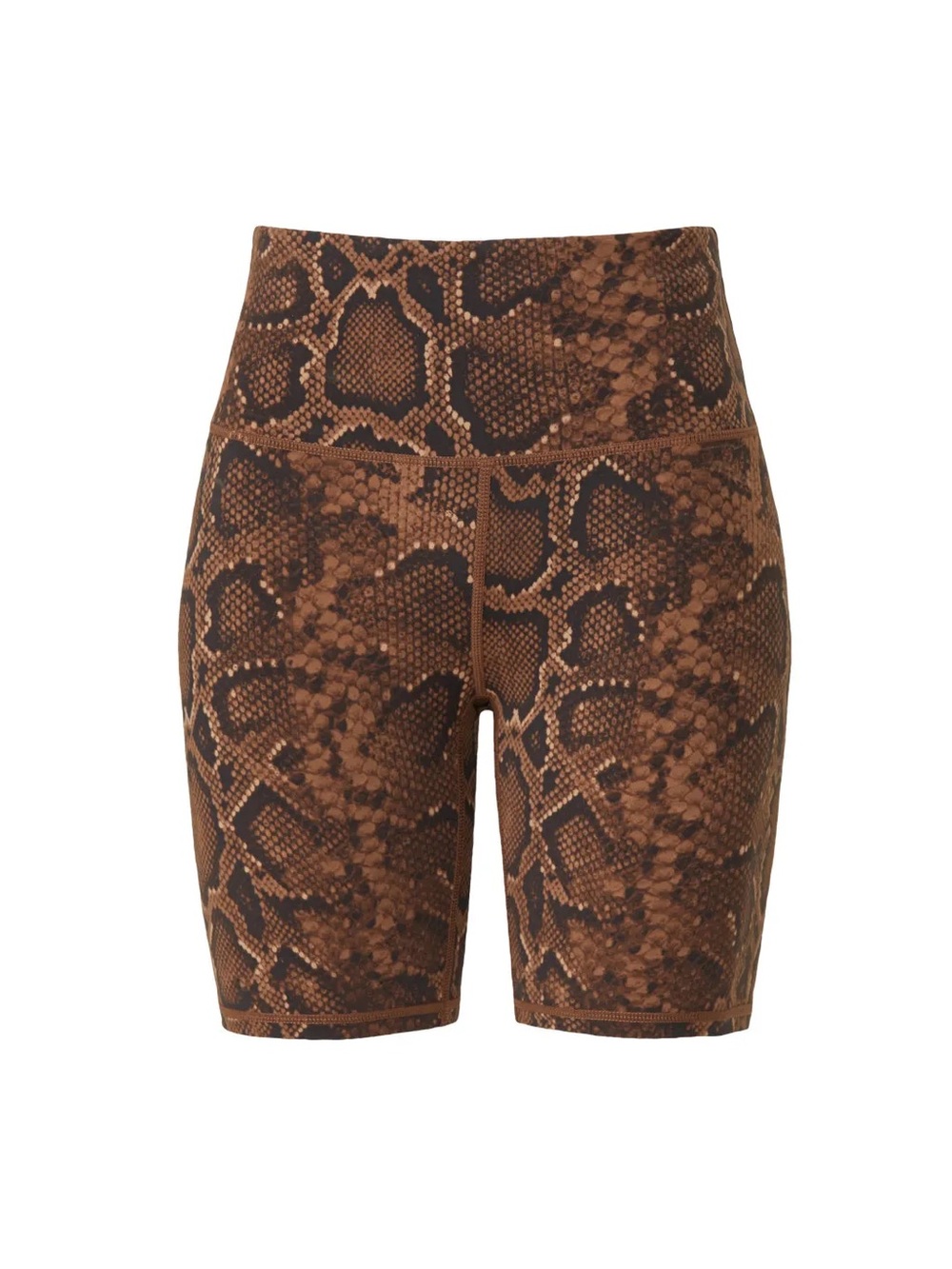 Varley Brown Snake-Print High-Rise Bike Shorts